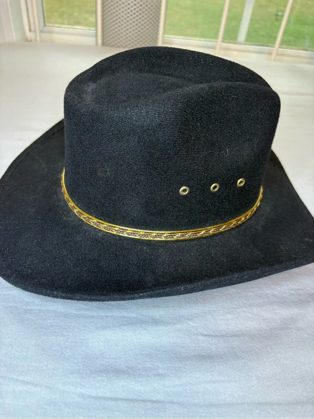 Western Express Black Felt Cowboy Hat Gold Band Youth Small Made in Mexico